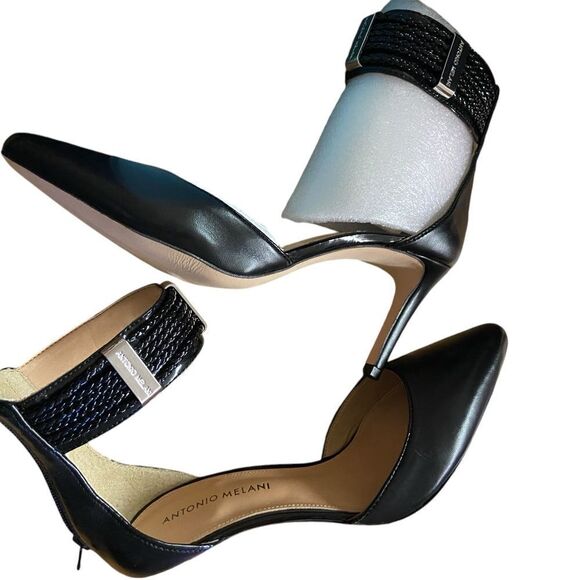 Antonio Melani 8.5M CRIMSON leather ankle strap heels perfect condition - Picture 2 of 4